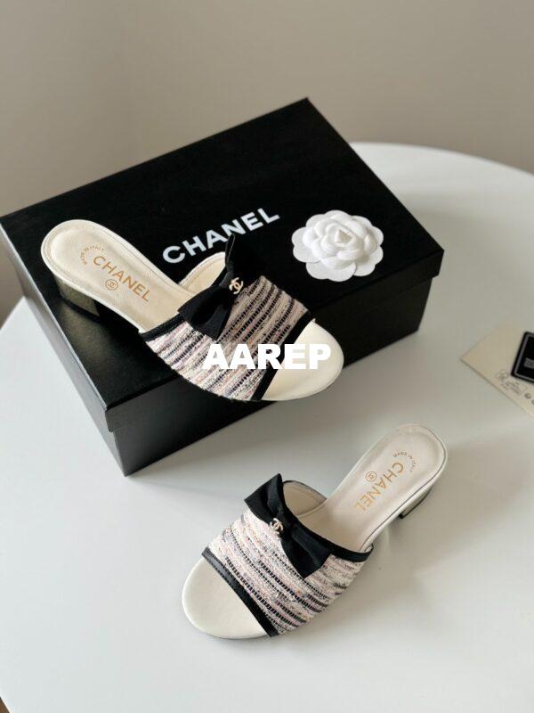 Replica Chanel 2024 SS Lambskin Multicolor Tweed & Grossgrain Mules 40mm G45691 29