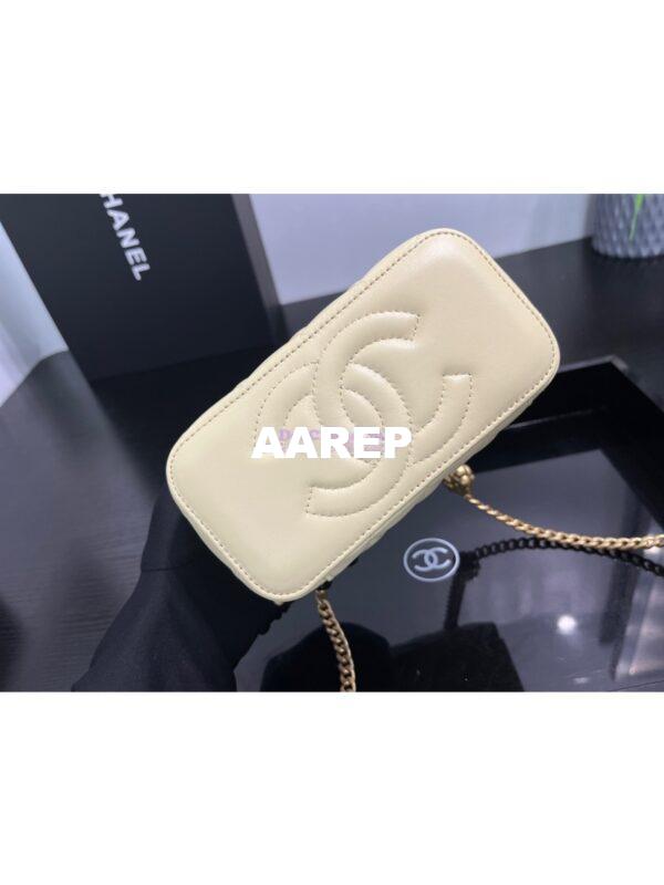 Replica Chanel 23C Clutch With Chain in Lambskin Camellia Crush Charm AP3301 Light Yellow 10