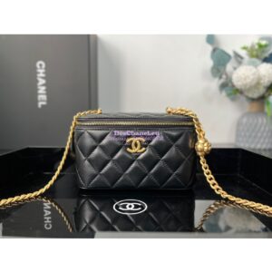 Replica Chanel 23C Clutch With Chain in Lambskin Camellia Crush Charm AP3301 Black