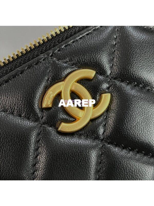 Replica Chanel 23C Clutch With Chain in Lambskin Camellia Crush Charm AP3301 Black 6