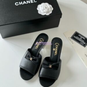 Replica Chanel 2024 SS Lambskin & Grossgrain Mules 40mm G45691 Black