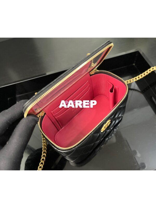 Replica Chanel 23C Clutch With Chain in Lambskin Camellia Crush Charm AP3301 Black 8