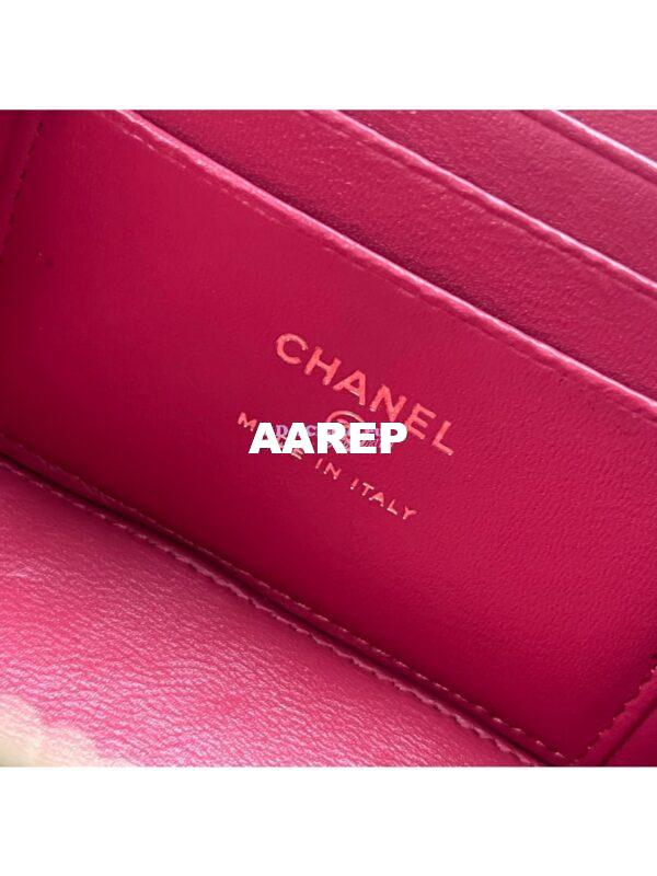 Replica Chanel 23C Clutch With Chain in Lambskin Camellia Crush Charm AP3301 Black 9