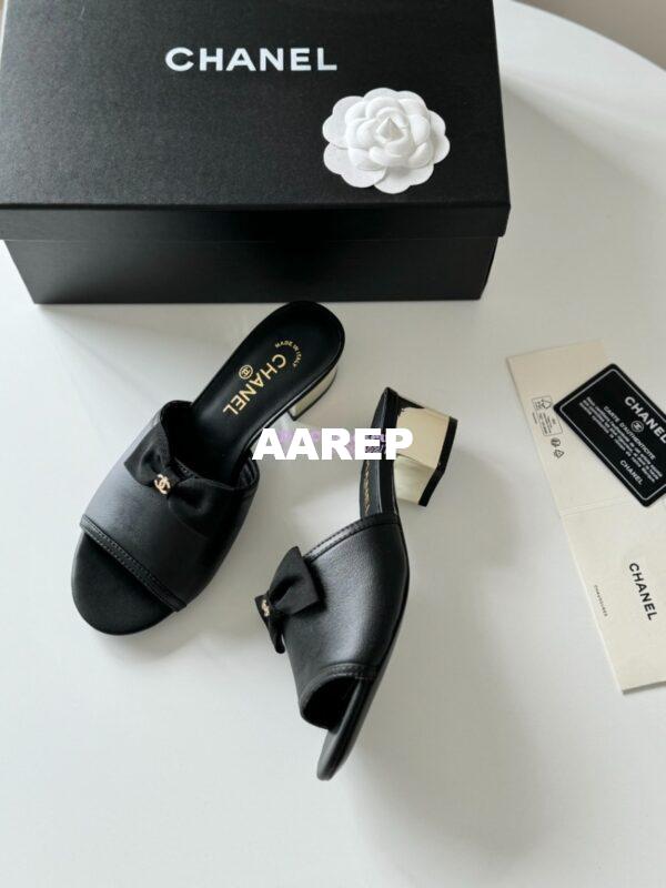 Replica Chanel 2024 SS Lambskin & Grossgrain Mules 40mm G45691 Black 6