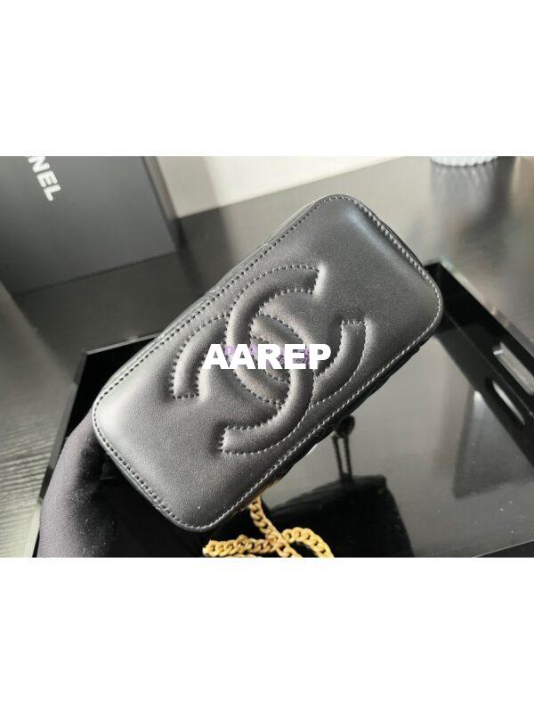 Replica Chanel 23C Clutch With Chain in Lambskin Camellia Crush Charm AP3301 Black 10