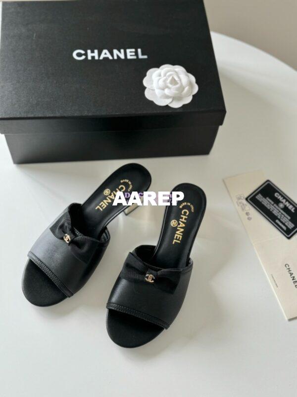 Replica Chanel 2024 SS Lambskin & Grossgrain Mules 40mm G45691 Black 7