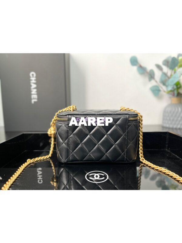 Replica Chanel 23C Clutch With Chain in Lambskin Camellia Crush Charm AP3301 Black 11