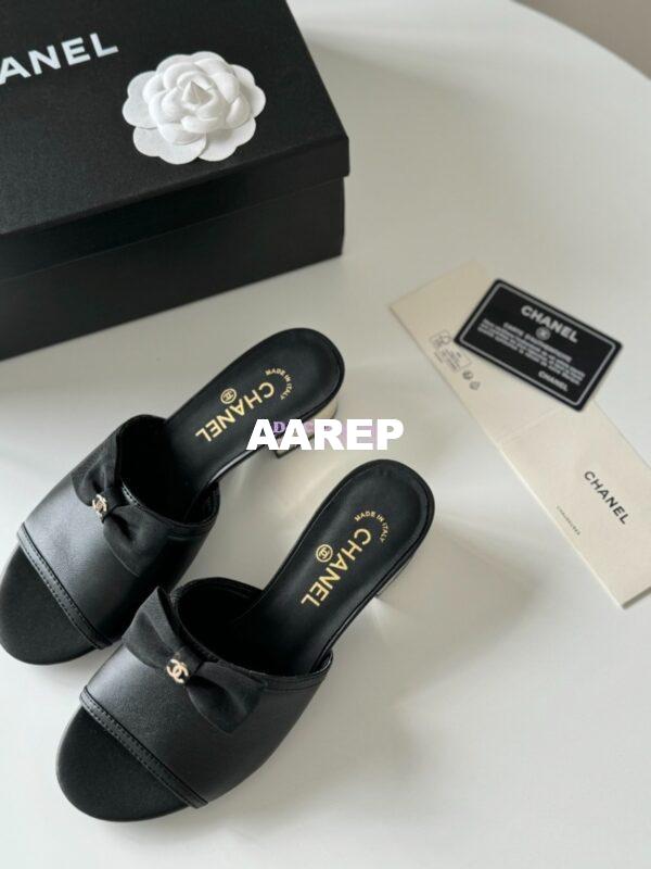 Replica Chanel 2024 SS Lambskin & Grossgrain Mules 40mm G45691 Black 8