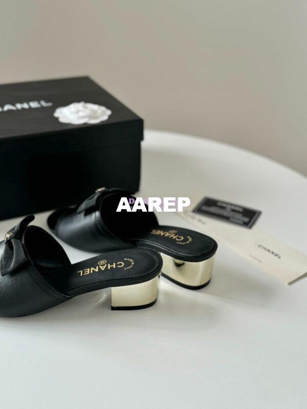 Replica Chanel 2024 SS Lambskin & Grossgrain Mules 40mm G45691 Black 9