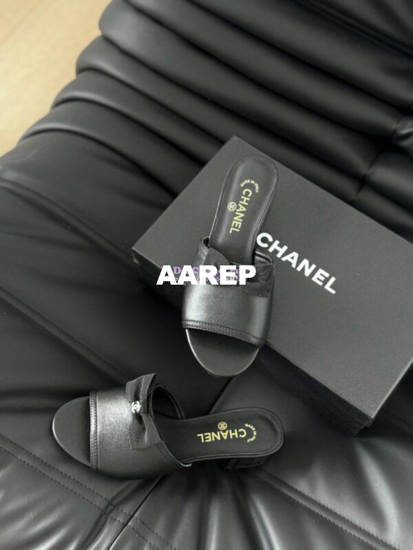 Replica Chanel 2024 SS Lambskin & Grossgrain Mules 40mm G45691 Black 10