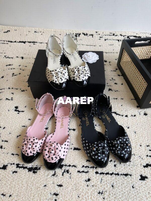 Replica Chanel 24C Camellia Lambskin Dots Slingback Mules G45497 3