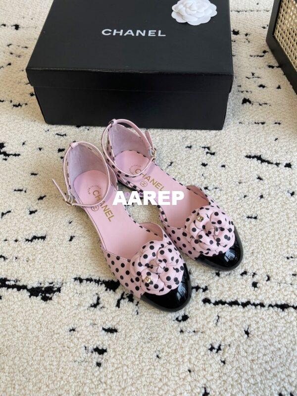 Replica Chanel 24C Camellia Lambskin Dots Slingback Mules G45497 6