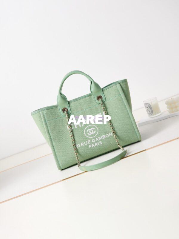 Replica Chanel Small Tote 2 in 1 Mixed Fibres, Calfskin Deauville Bag AS3257 Light Green