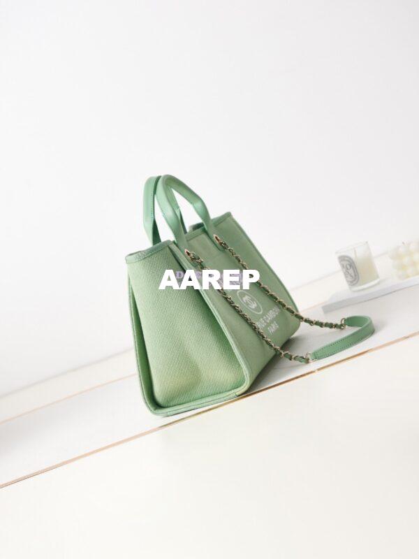 Replica Chanel Small Tote 2 in 1 Mixed Fibres, Calfskin Deauville Bag AS3257 Light Green 3