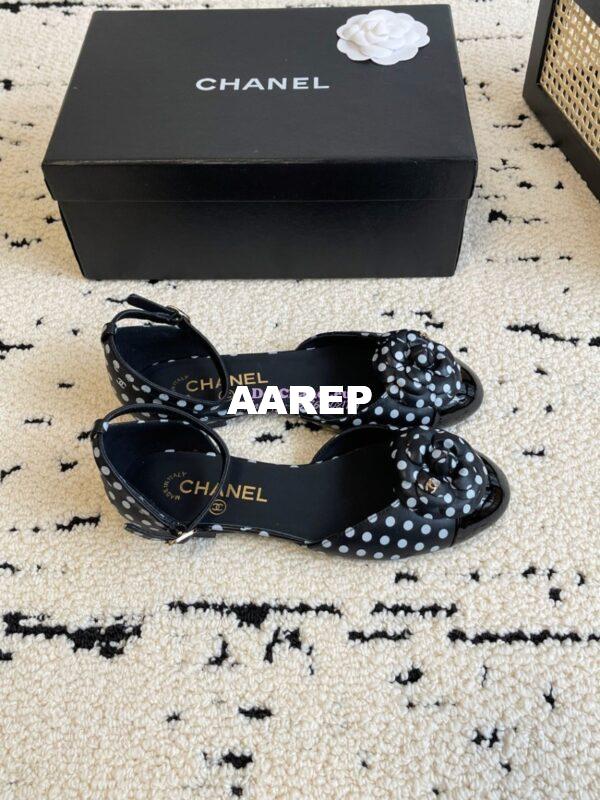 Replica Chanel 24C Camellia Lambskin Dots Slingback Mules G45497 15