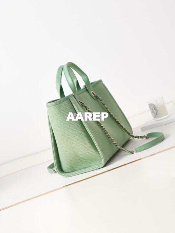 Replica Chanel Small Tote 2 in 1 Mixed Fibres, Calfskin Deauville Bag AS3257 Light Green 4