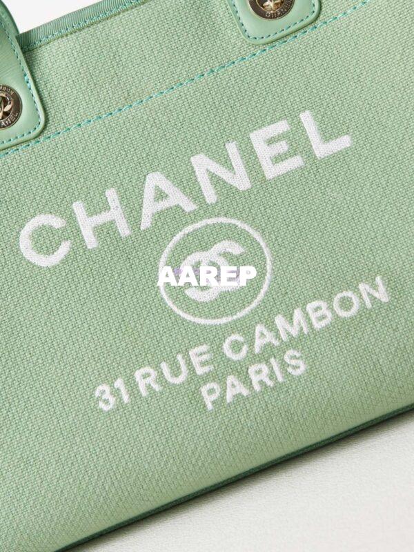 Replica Chanel Small Tote 2 in 1 Mixed Fibres, Calfskin Deauville Bag AS3257 Light Green 5