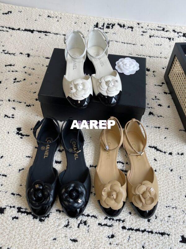 Replica Chanel 24C Camellia Lambskin Slingback Mules G45497