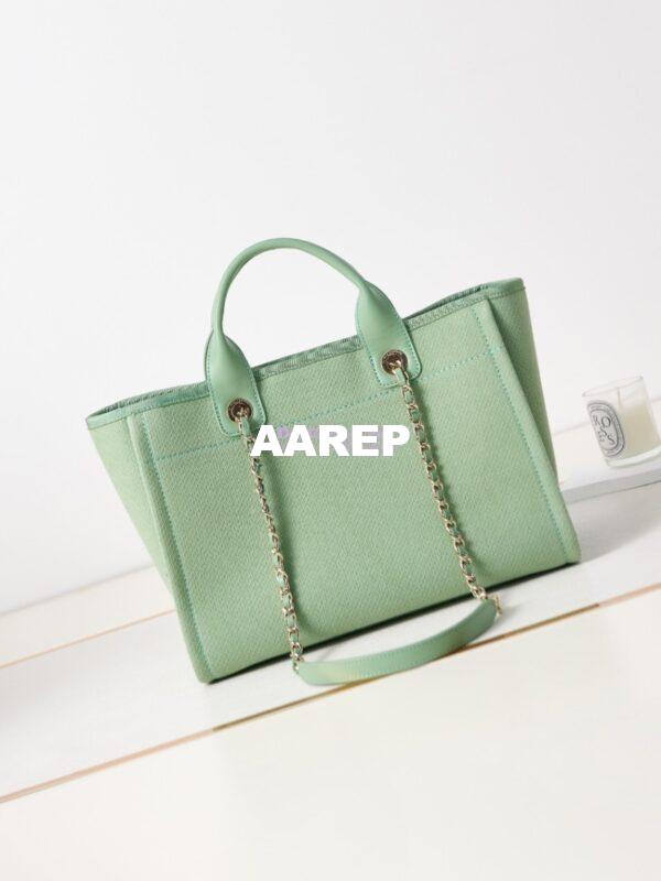 Replica Chanel Small Tote 2 in 1 Mixed Fibres, Calfskin Deauville Bag AS3257 Light Green 8