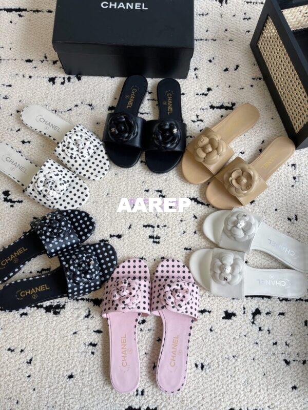 Replica Chanel 24C Camellia Lambskin Flats Sandals G29027 3