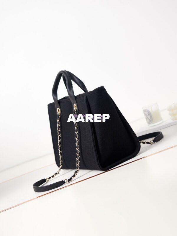 Replica Chanel Small Tote 2 in 1 Mixed Fibres, Calfskin Deauville Bag AS3257 Black 5