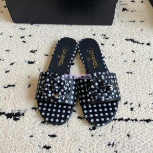 Replica Chanel 24C Camellia Lambskin Flats Sandals G29027 2