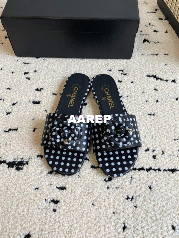 Replica Chanel 24C Camellia Lambskin Flats Sandals G29027 4