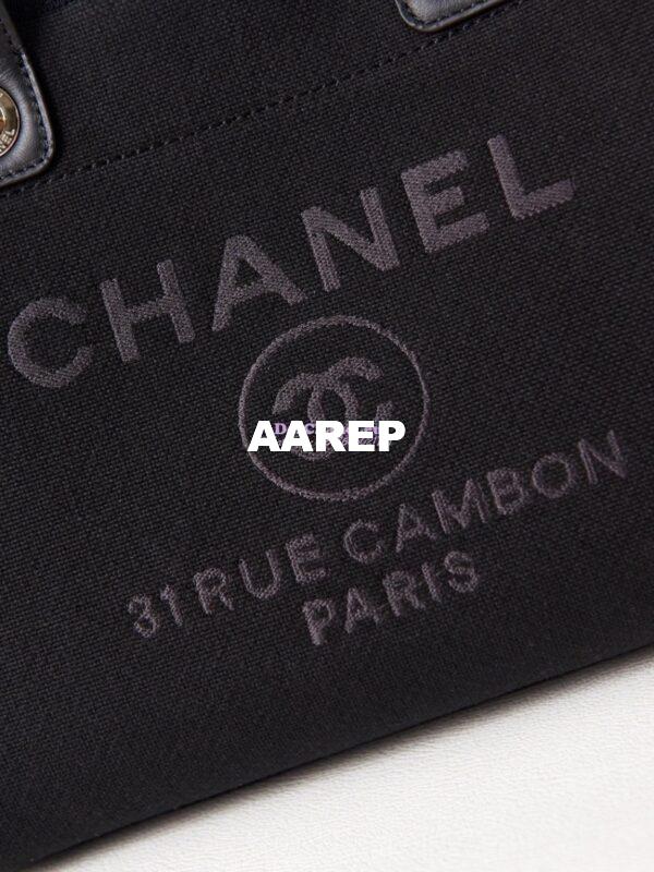 Replica Chanel Small Tote 2 in 1 Mixed Fibres, Calfskin Deauville Bag AS3257 Black 7