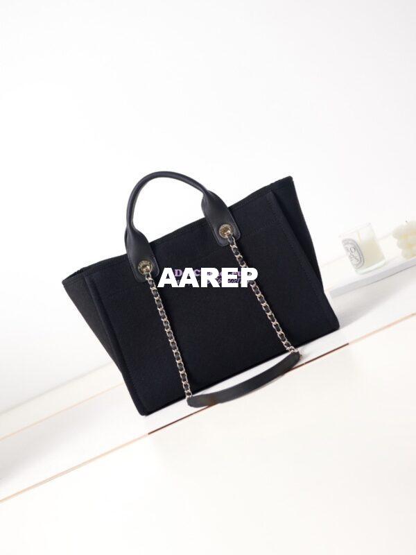 Replica Chanel Small Tote 2 in 1 Mixed Fibres, Calfskin Deauville Bag AS3257 Black 10