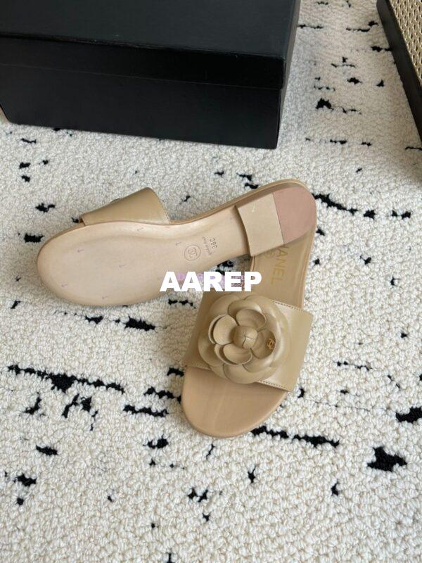 Replica Chanel 24C Camellia Lambskin Flats Sandals G29027 23