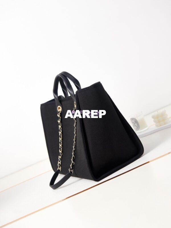 Replica Chanel Large Tote 2 in 1 Mixed Fibres, Calfskin Deauville Bag A66941 Black 4