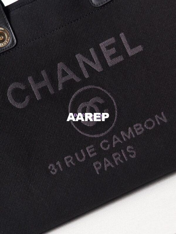 Replica Chanel Large Tote 2 in 1 Mixed Fibres, Calfskin Deauville Bag A66941 Black 5
