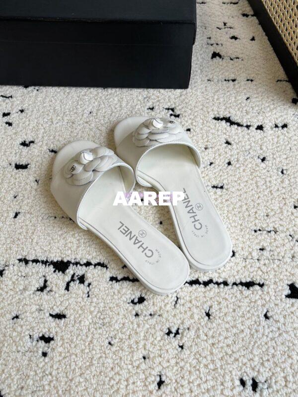 Replica Chanel 24C Camellia Lambskin Flats Sandals G29027 25