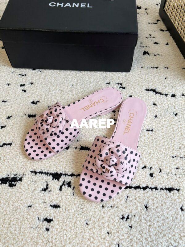 Replica Chanel 24C Camellia Lambskin Flats Sandals G29027 35