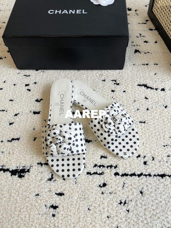 Replica Chanel 24C Camellia Lambskin Flats Sandals G29027 36