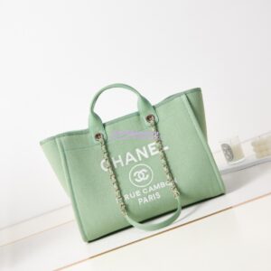 Replica Chanel Large Tote 2 in 1 Mixed Fibres, Calfskin Deauville Bag A66941 Light Green
