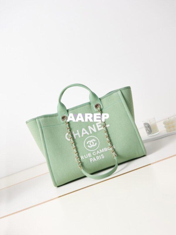 Replica Chanel Large Tote 2 in 1 Mixed Fibres, Calfskin Deauville Bag A66941 Light Green