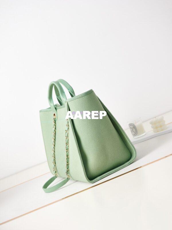 Replica Chanel Large Tote 2 in 1 Mixed Fibres, Calfskin Deauville Bag A66941 Light Green 5