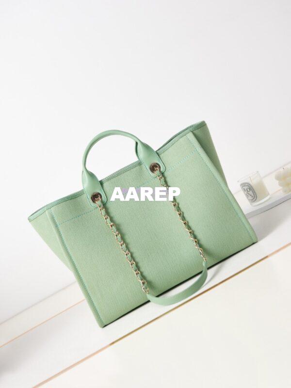 Replica Chanel Large Tote 2 in 1 Mixed Fibres, Calfskin Deauville Bag A66941 Light Green 8