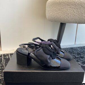 Replica Chanel 24C Slingbacks 60mm Pump Crumpled Shiny Calfskin and Grosgrain G45307