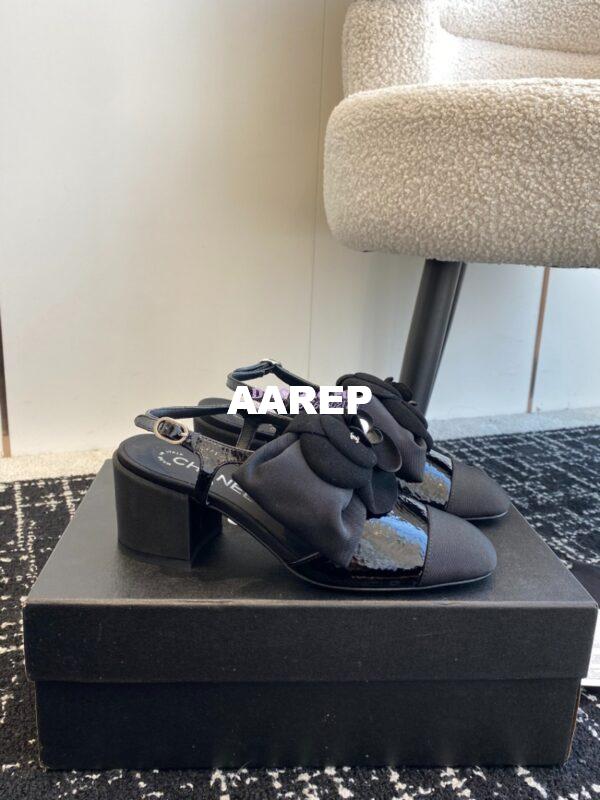 Replica Chanel 24C Slingbacks 60mm Pump Crumpled Shiny Calfskin and Grosgrain G45307 3