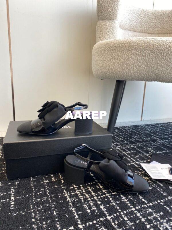 Replica Chanel 24C Slingbacks 60mm Pump Crumpled Shiny Calfskin and Grosgrain G45307 5