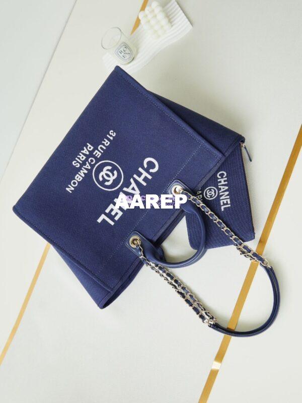 Replica Chanel Large Tote 2 in 1 Mixed Fibres, Calfskin Deauville Bag A66941 Blue 4