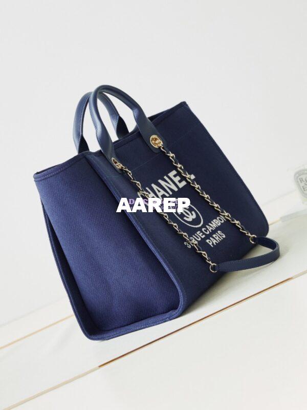 Replica Chanel Large Tote 2 in 1 Mixed Fibres, Calfskin Deauville Bag A66941 Blue 5