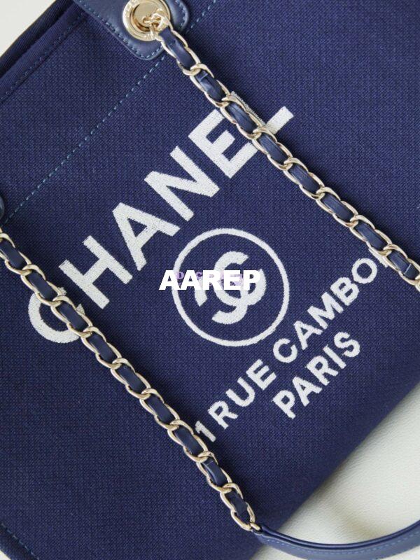 Replica Chanel Large Tote 2 in 1 Mixed Fibres, Calfskin Deauville Bag A66941 Blue 6
