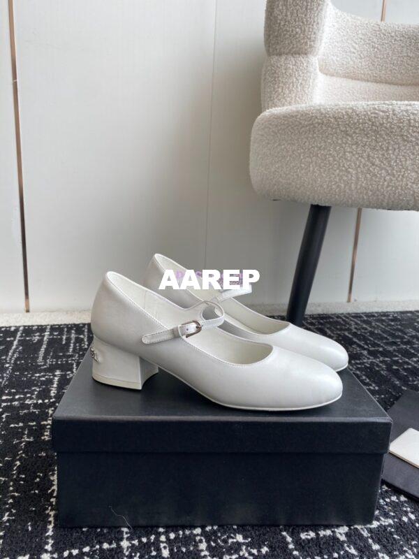 Replica Chanel 24C Mary Janes with Logo Lambskin G45473 White 3