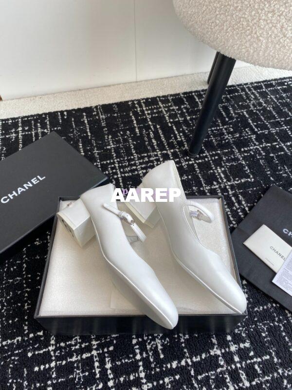 Replica Chanel 24C Mary Janes with Logo Lambskin G45473 White 8