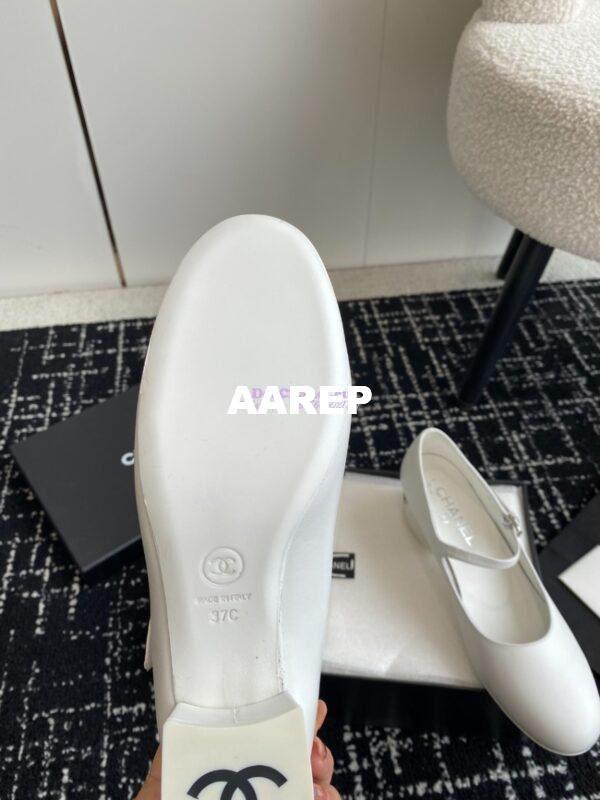 Replica Chanel 24C Mary Janes with Logo Lambskin G45473 White 11
