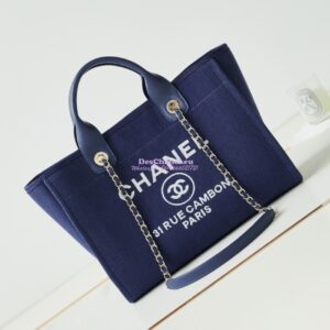 Replica Chanel Small Tote 2 in 1 Mixed Fibres, Calfskin Deauville Bag AS3257 Blue