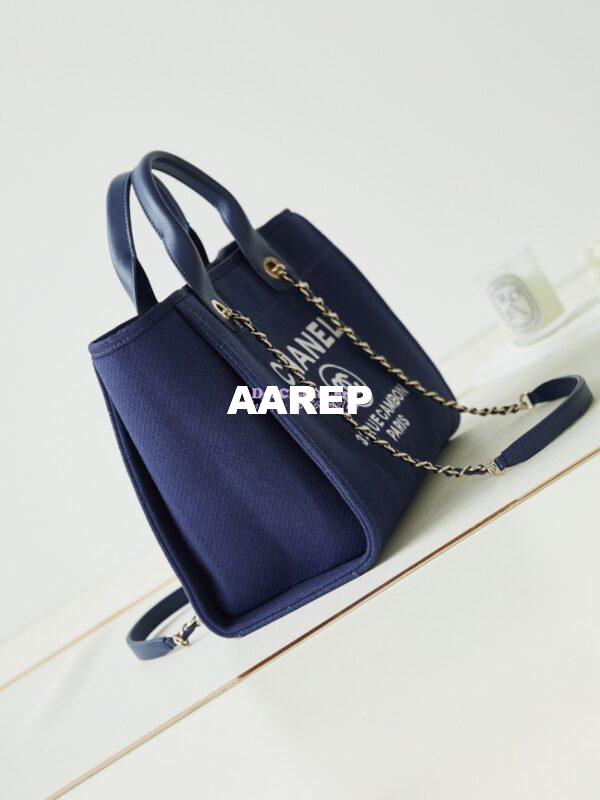 Replica Chanel Small Tote 2 in 1 Mixed Fibres, Calfskin Deauville Bag AS3257 Blue 3